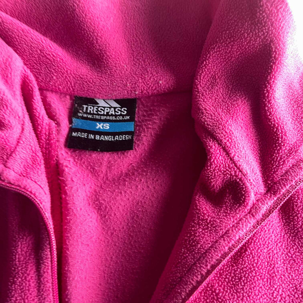 Vintage women trespass pink fleece 1/4 zip high neck sweater in XS|L26 W17|SKU 5583