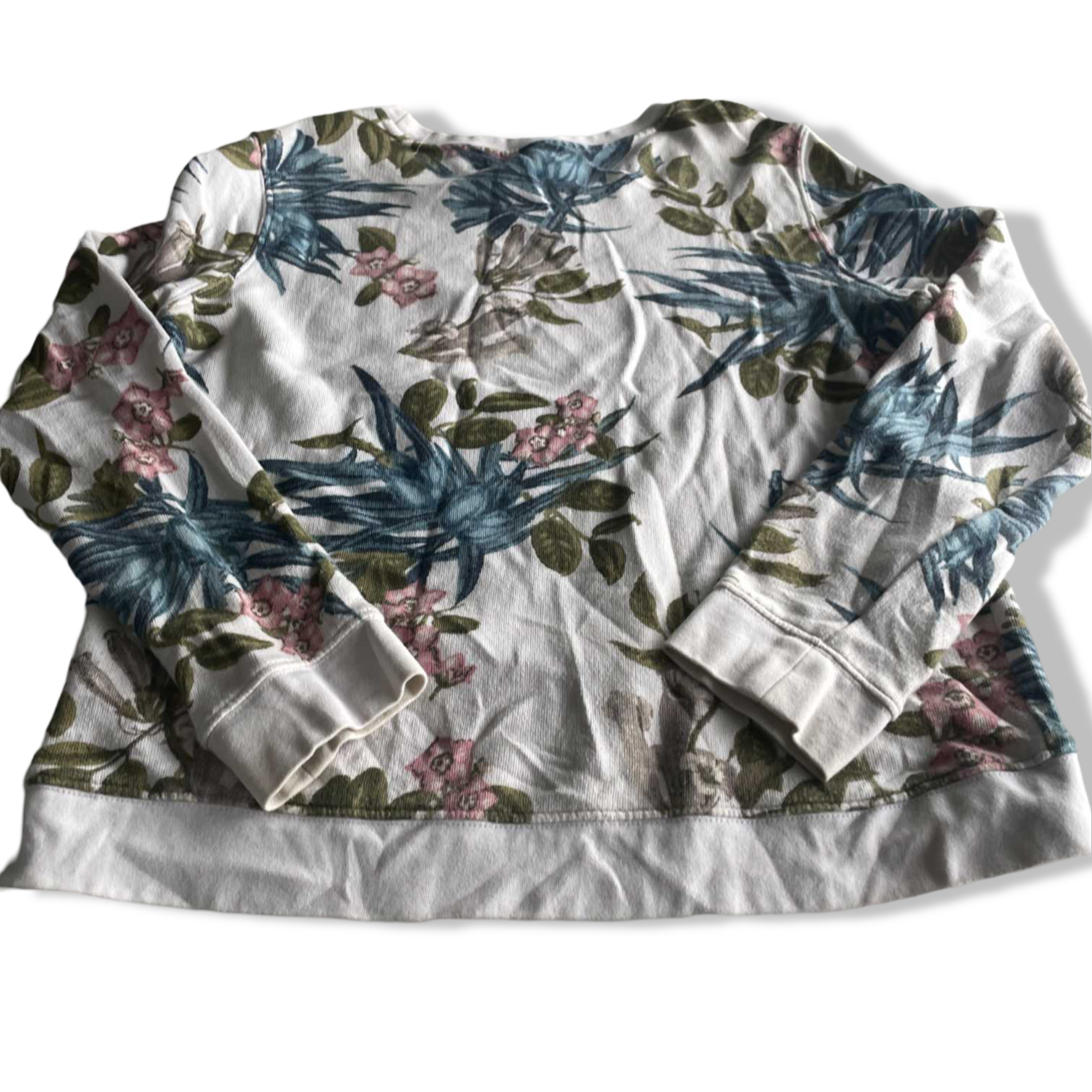 Vintage L.O.G.G Cream floral print women crew neck sweatshirt in M|L24 W19|SKU 5584