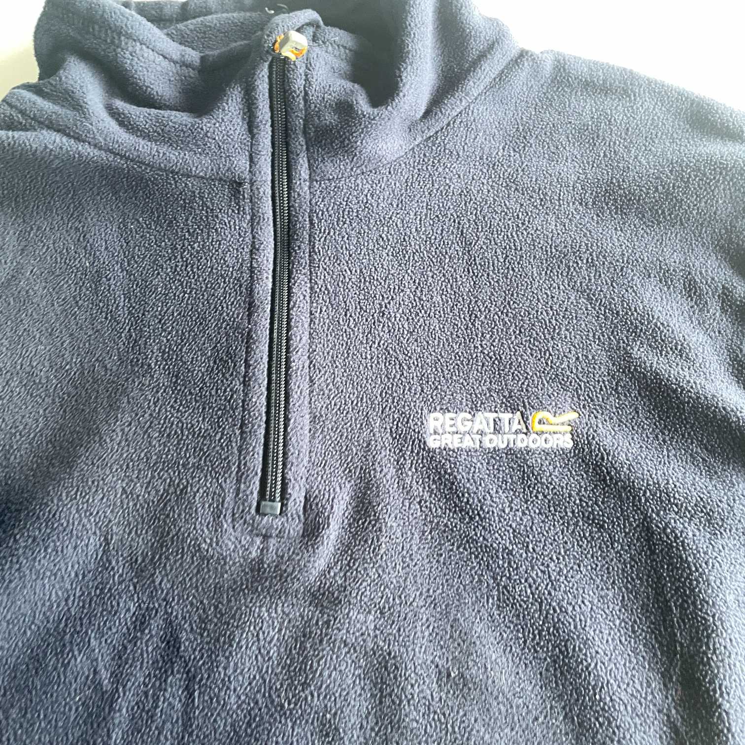 Vintage men Regatta great outdoor  navy blue 1/4 zip high neck fleece sweater in XL|L30 W23|SKU 5586