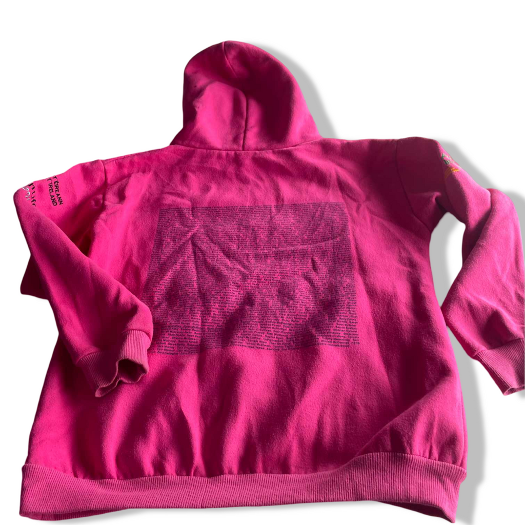 Vintage women track & field graphics pink hoodie in S|L22 W19| SKU 5588