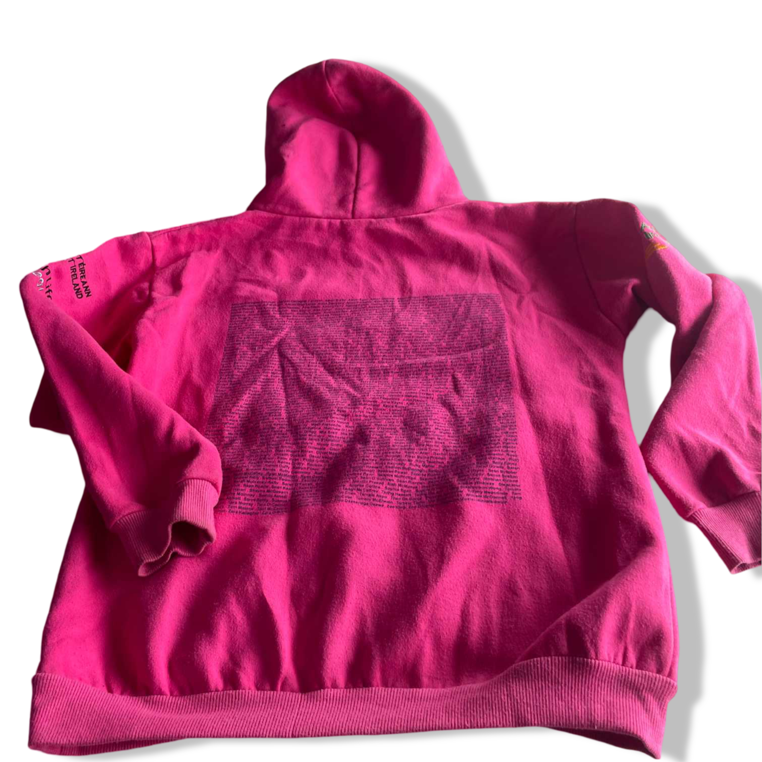 Vintage women track & field graphics pink hoodie in S|L22 W19| SKU 5588