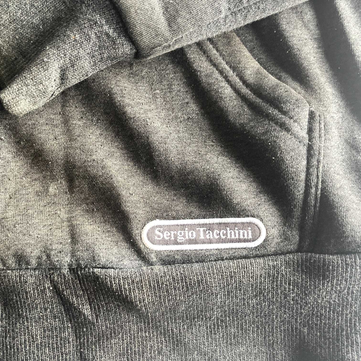 Vintage men grey Sergio Tacchini full zip drawstring hoodie in S|L 27 W20| SKU 5589