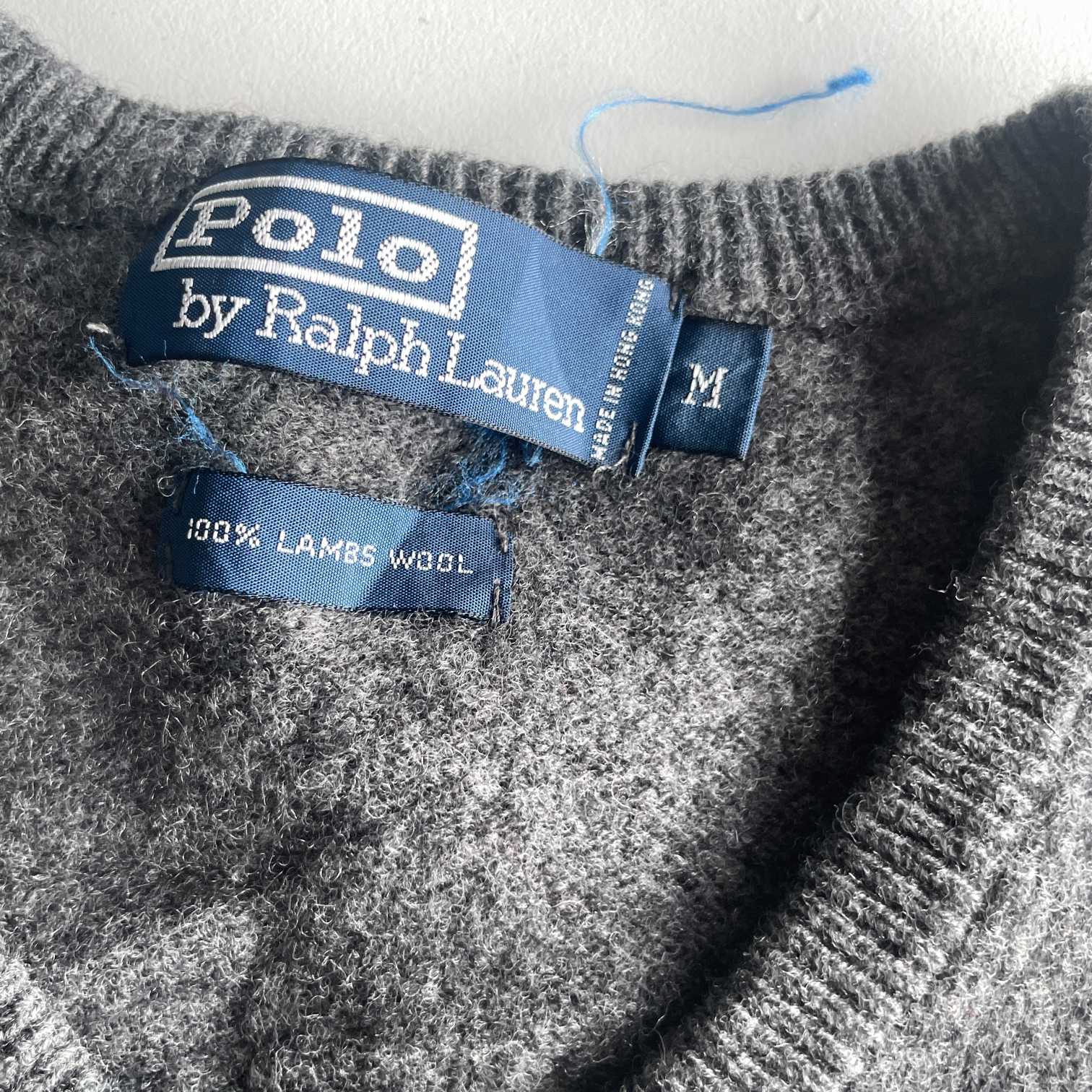 Vintage mens polo ralph lauren 100% Lambs wool grey sleeveless v