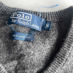 Vintage mens polo ralph lauren 100% Lambs wool grey sleeveless v-neck sweater in M|L 23 W19|SKU 5591