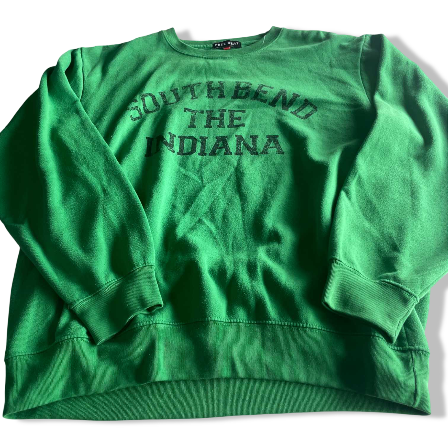 Vintage men Free beat south end the Indiana graphics green crew neck sweatshirt in L|L25 W20|SKU 5593