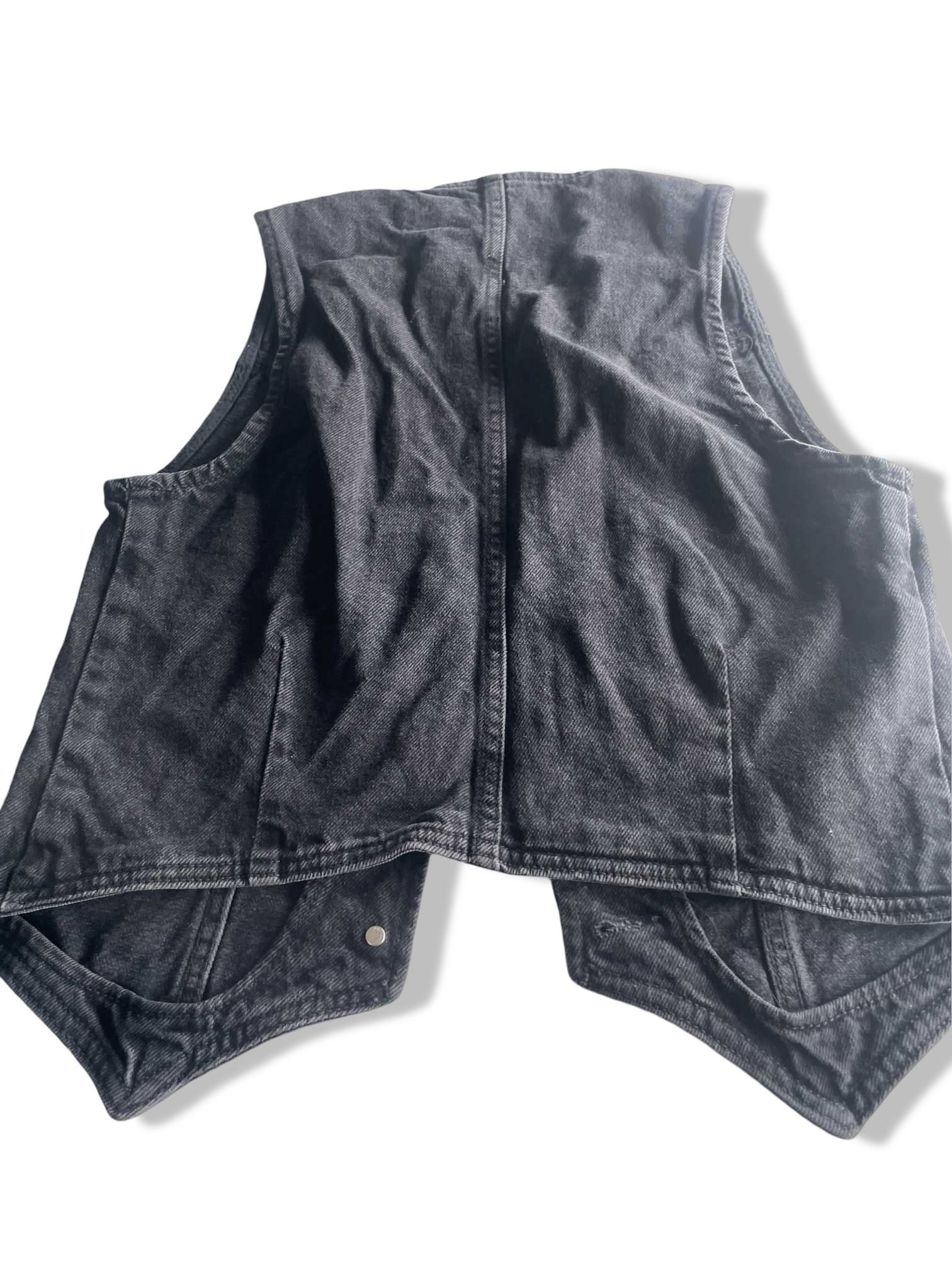 Vintage women MNG washed denim grey sleeveless jacket in S| L22 W17|SKU 5594