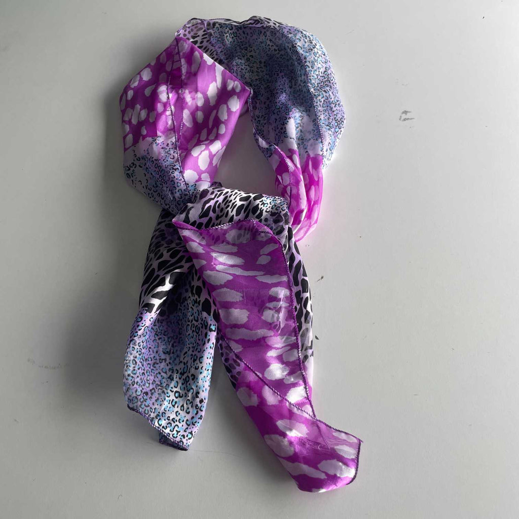 Vintage women purple abstract viscose scarf| One size|L29 W12|SKU 5600