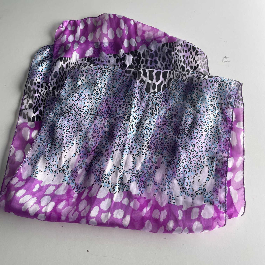 Vintage women purple abstract viscose scarf| One size|L29 W12|SKU 5600