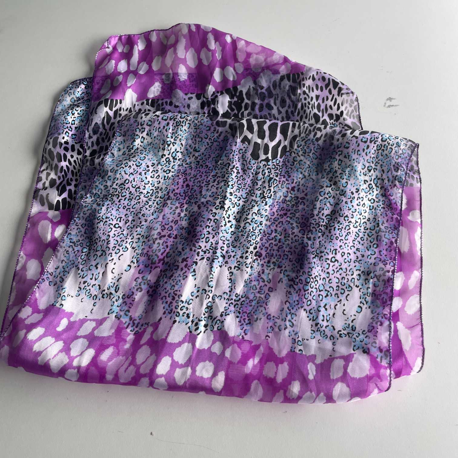 Vintage women purple abstract viscose scarf| One size|L29 W12|SKU 5600