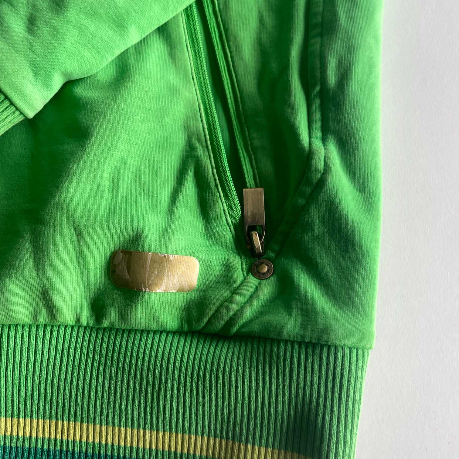 Vintage men Audimas Lietuva print green full zip hoodie in L| L28 W22| SKU 5602