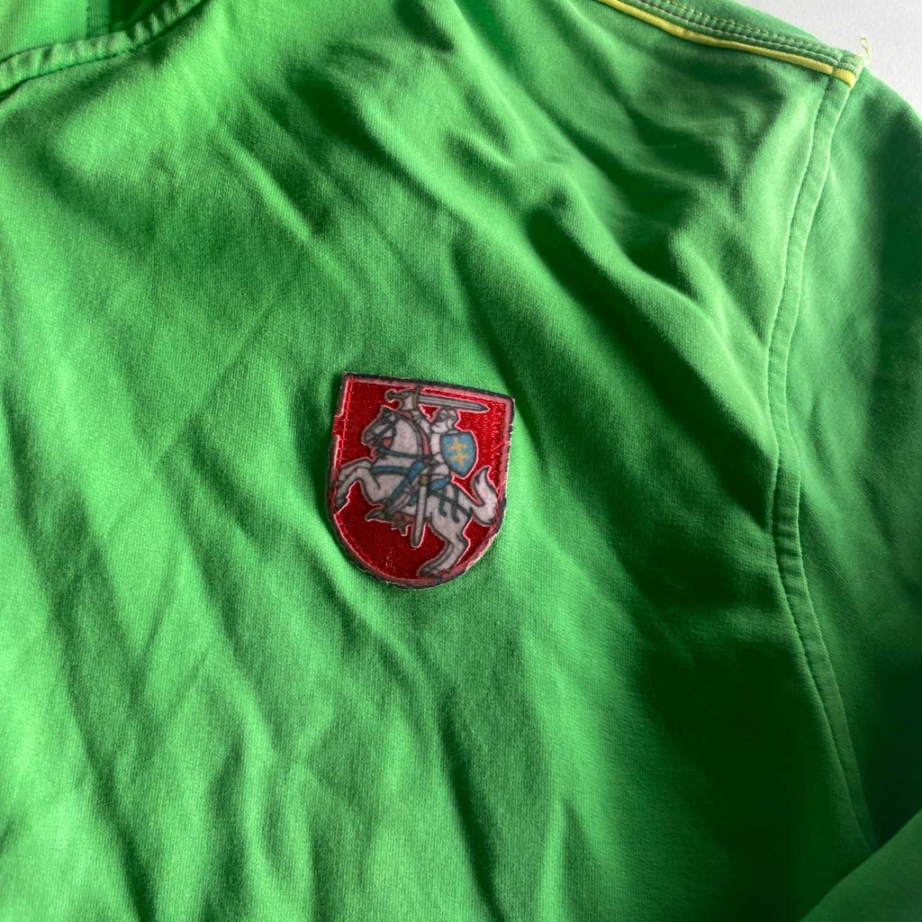 Vintage men Audimas Lietuva print green full zip hoodie in L| L28 W22| SKU 5602