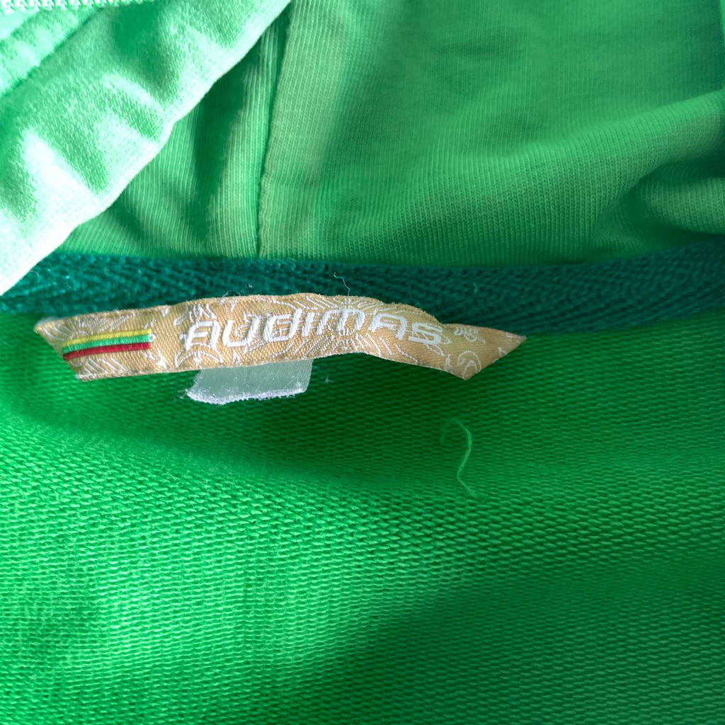 Vintage men Audimas Lietuva print green full zip hoodie in L| L28 W22| SKU 5602