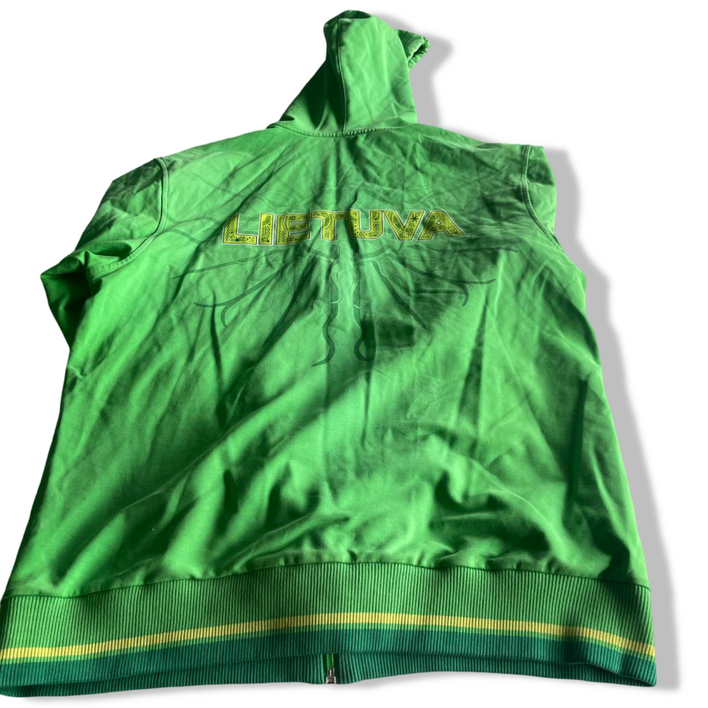 Vintage men Audimas Lietuva print green full zip hoodie in L| L28 W22| SKU 5602