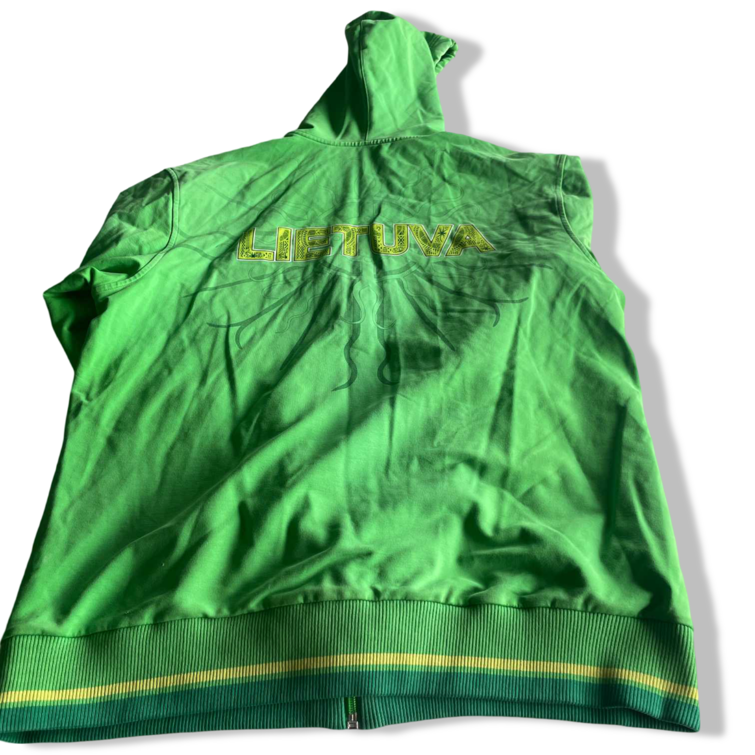 Vintage men Audimas Lietuva print green full zip hoodie in L| L28 W22| SKU 5602