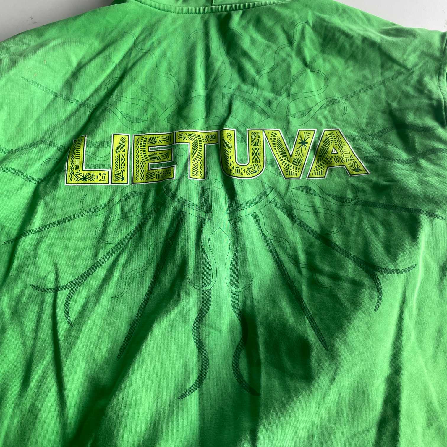 Vintage men Audimas Lietuva print green full zip hoodie in L| L28 W22| SKU 5602