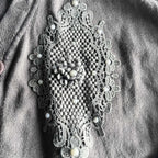 Vintage women cream button up double pocket knit sweater in L/XL| L25 W21|SKU 5604