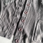 Vintage women cream button up double pocket knit sweater in L/XL| L25 W21|SKU 5604