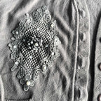 Vintage women cream button up double pocket knit sweater in L/XL| L25 W21|SKU 5604