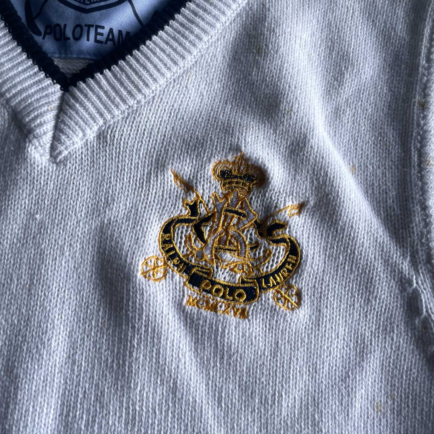 Vintage men white Polo ralph lauren sleeveless sweater in XL| L26 W19| SKU 5606