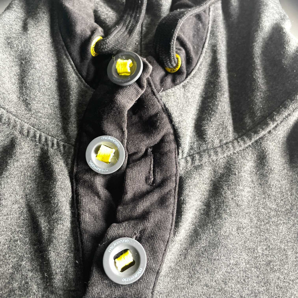 Vintage men grey Mckenzie 1/4 button hoodie in XL| L28 W22|SKU 5609