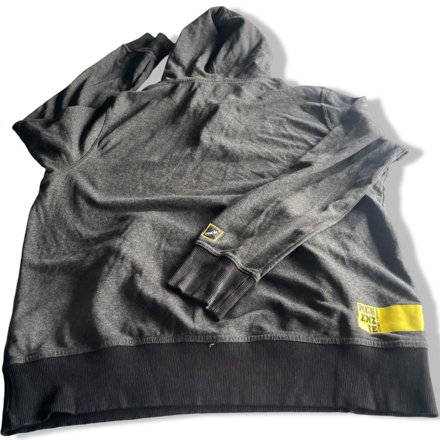 Vintage men grey Mckenzie 1/4 button hoodie in XL| L28 W22|SKU 5609