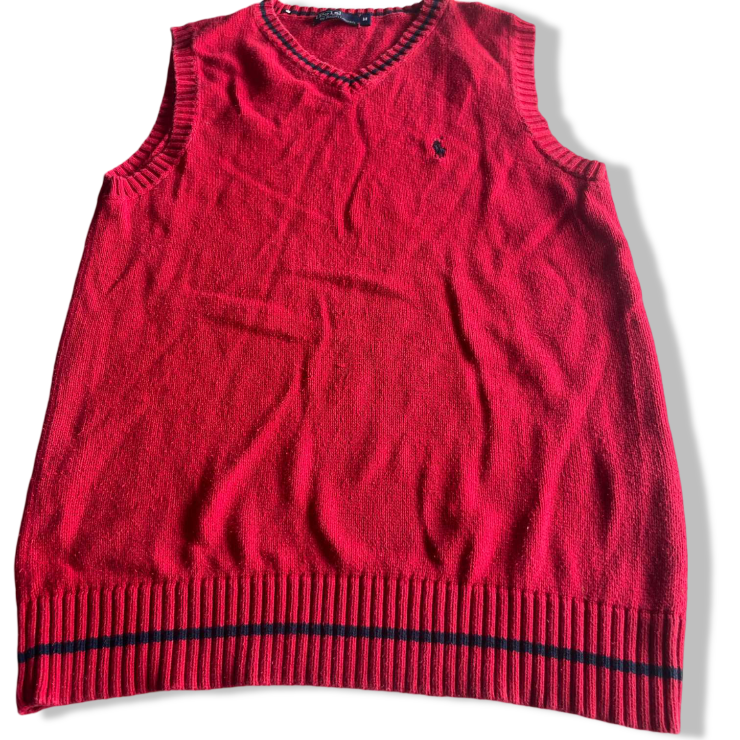 Vintage men red polo ralph lauren v-neck sleeveless sweater in S/M| L25 W16| SKU 5610