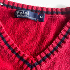 Vintage men red polo ralph lauren v-neck sleeveless sweater in S/M| L25 W16| SKU 5610