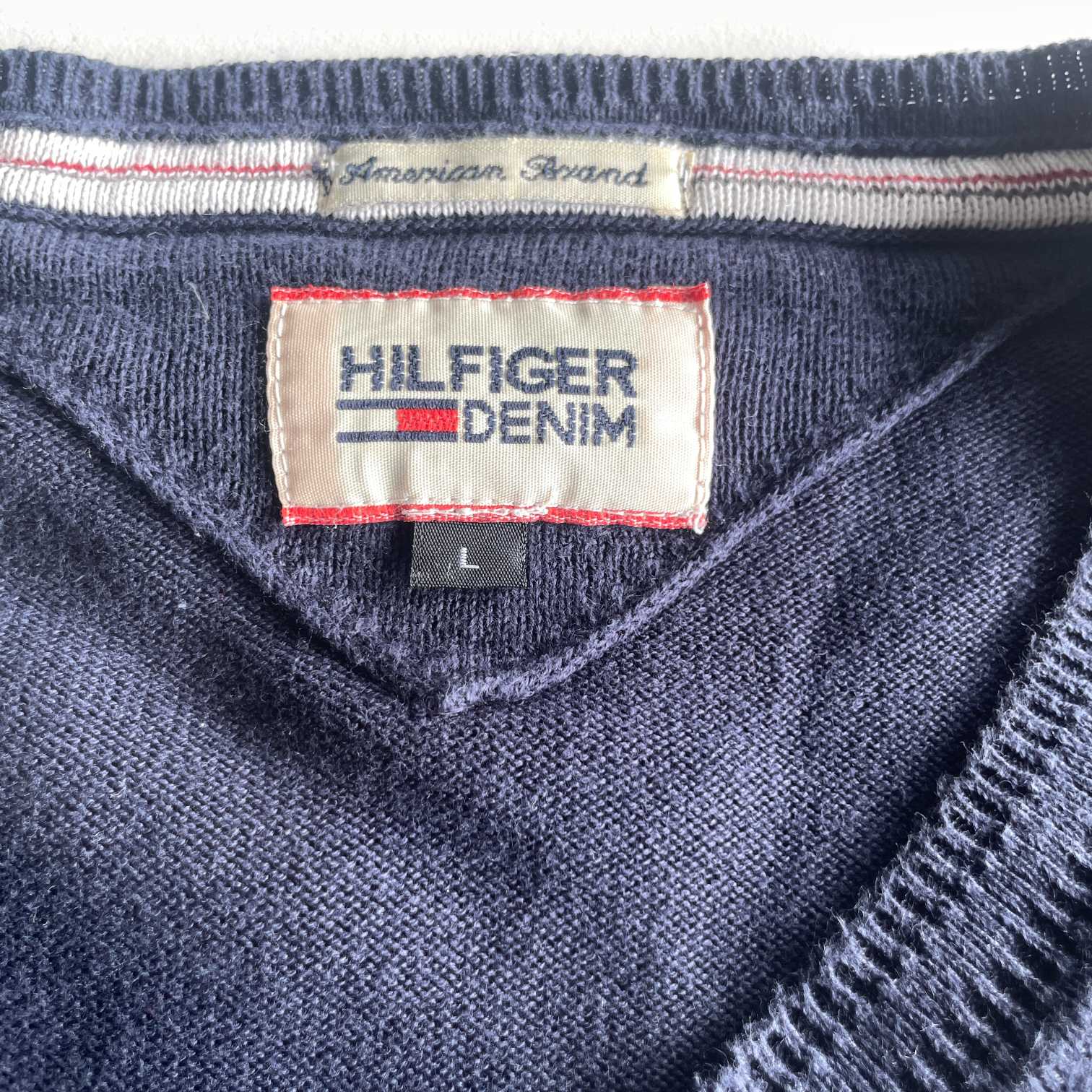 Vintage men Tommy hilfiger denim navy crew neck sweatshirt in L| L28 W21|SKU 5614
