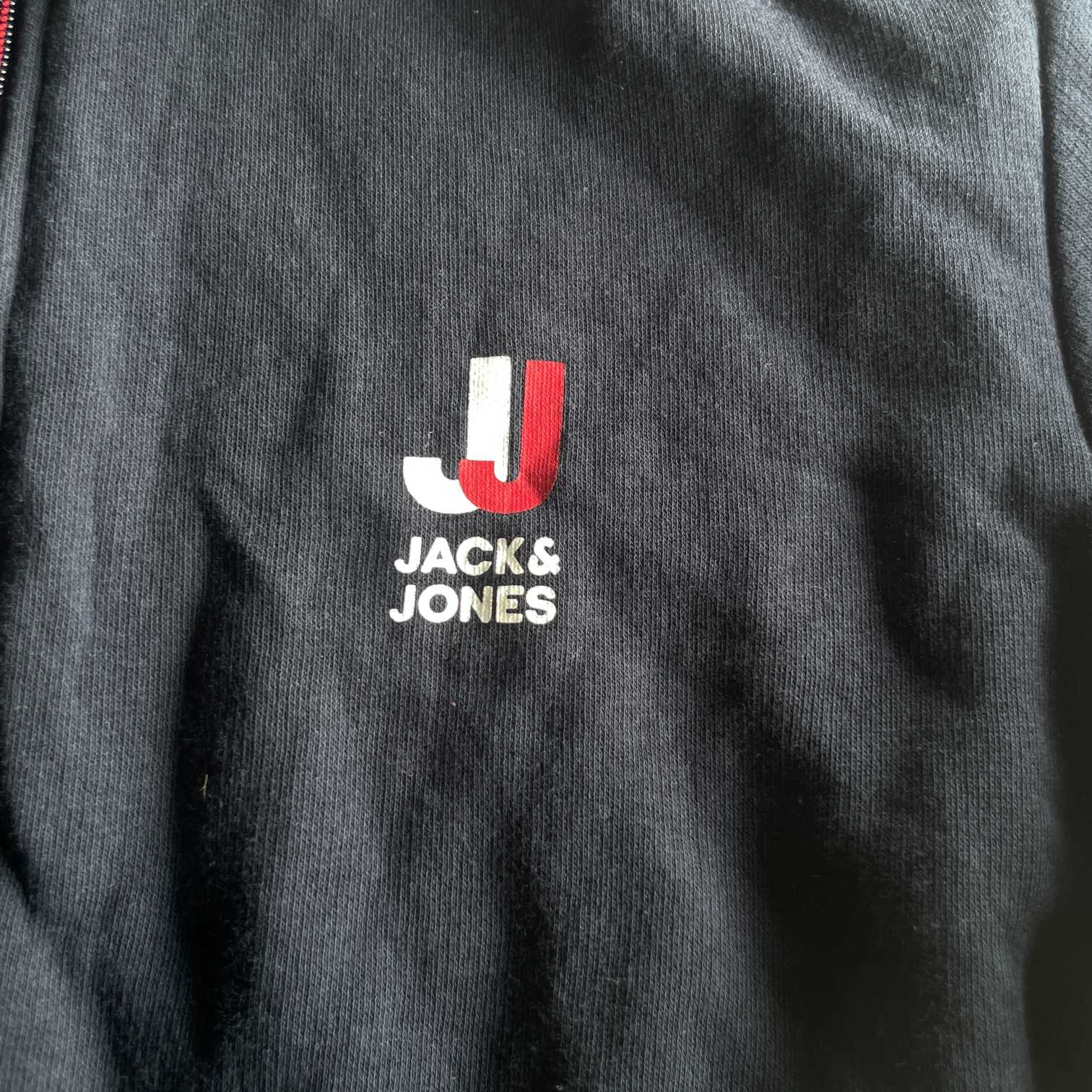 Vintage men Jack & jones core black full zip high neck sweatshirt in L|L28 W21|SKU 5616