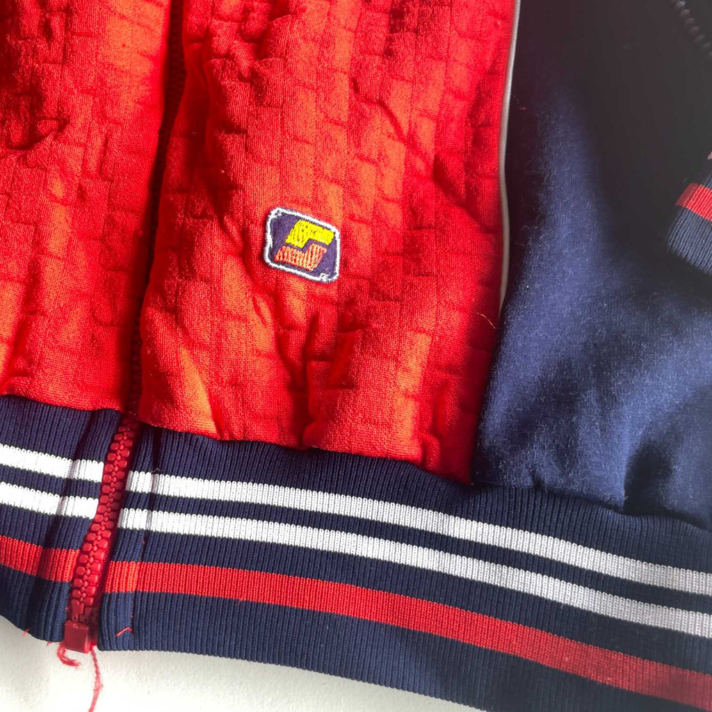 Vintage women Schneider D44 red & blue colourblock full zip bomber jacket in S/M| L27 W20| SKU 5619