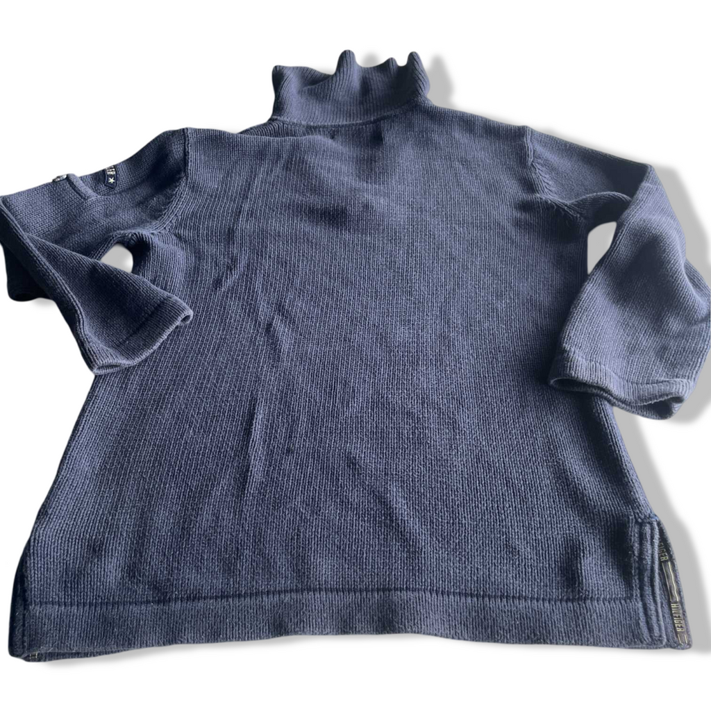 Vintage women Tommy hilfiger V-neck high neck cable knited sweater in S|L23 W17| SKU 5620