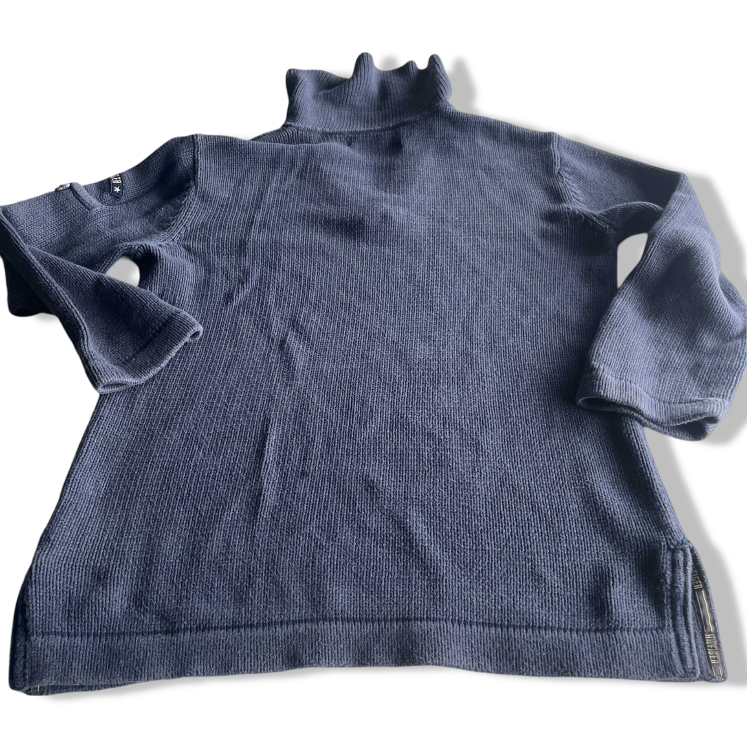 Vintage women Tommy hilfiger V-neck high neck cable knited sweater in S|L23 W17| SKU 5620