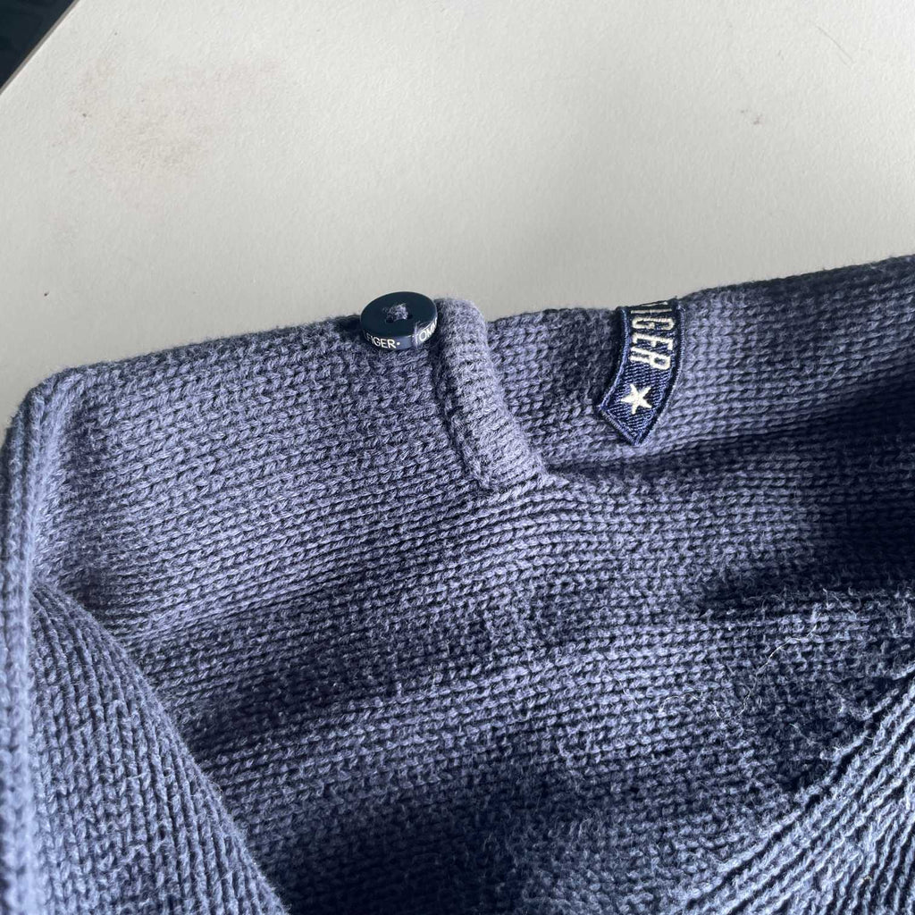 Vintage women Tommy hilfiger V-neck high neck cable knited sweater in S|L23 W17| SKU 5620