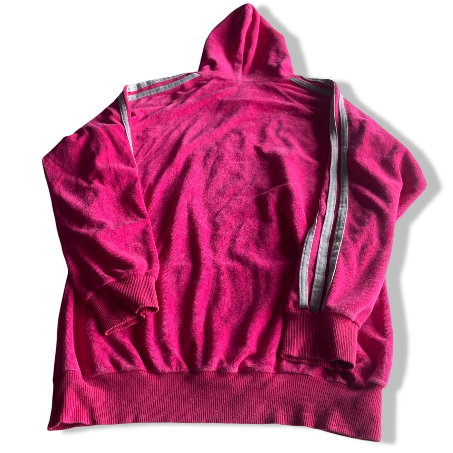 Vintage women adidas leaf logo stripe crest hoodie in L/M|L26 W19|SKU 5635