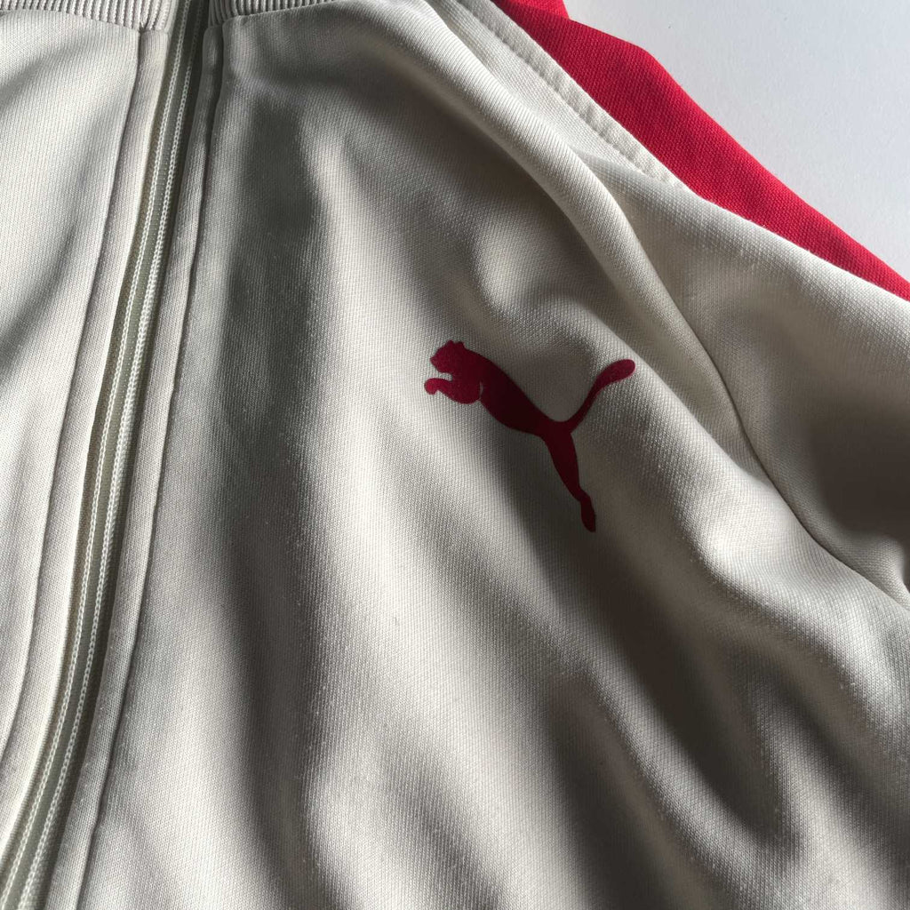 Vintage women cream puma full zip track jacket in L|L 21 W18|SKU 5636