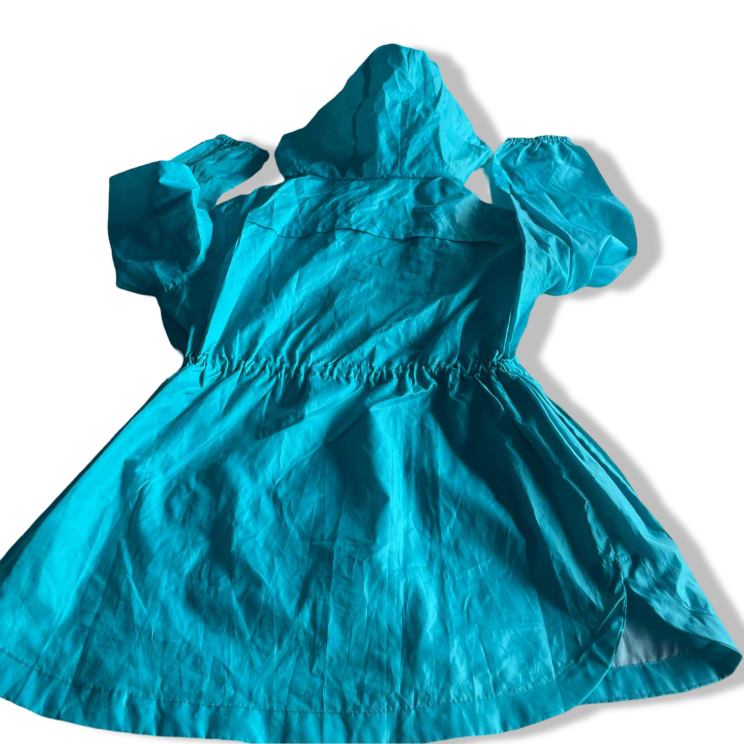 Vintage women blue hooded rain coat in M|L31 W20|SKU 5637