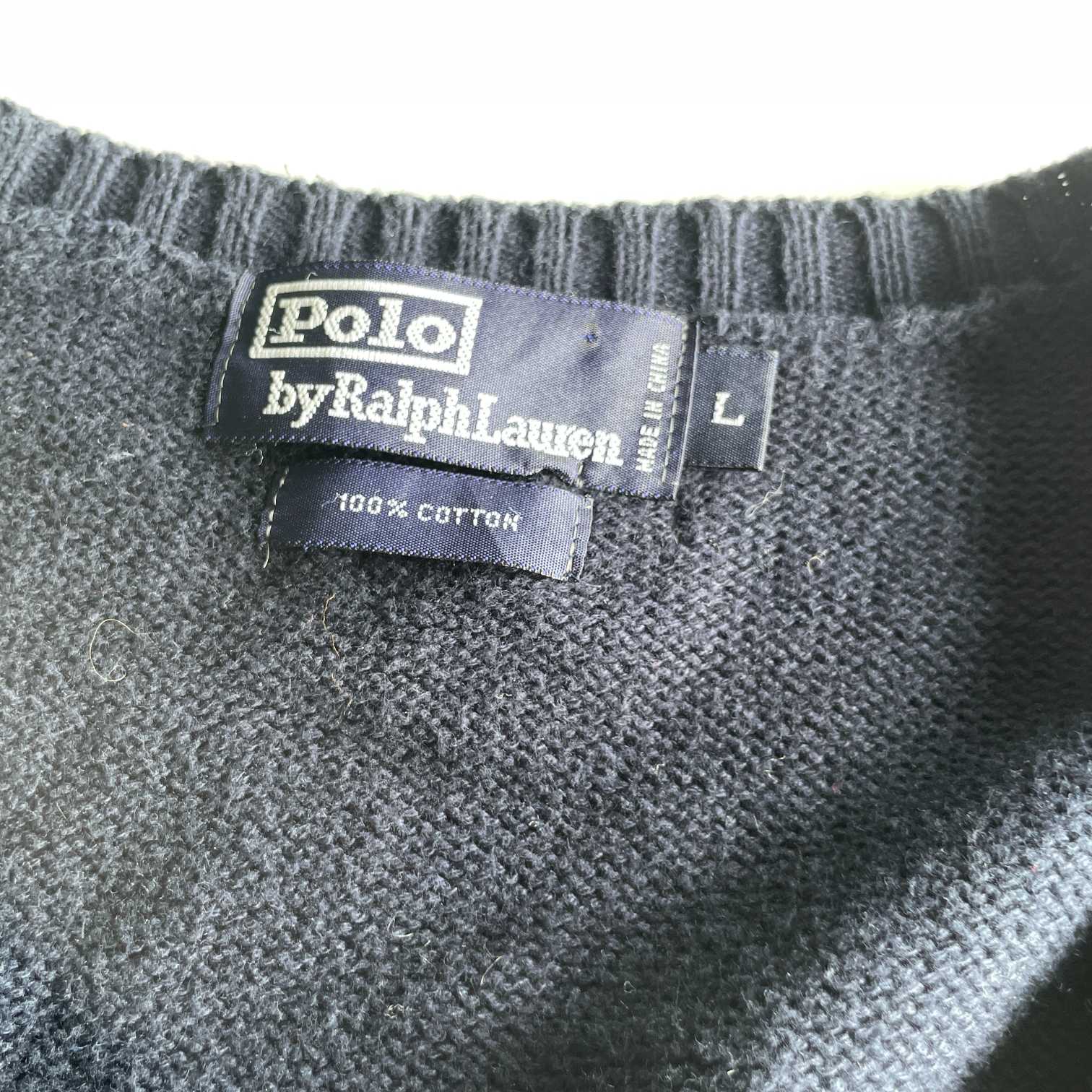 Vintage men polo ralph lauren navy blue v-neck sleeveless sweater in L|L30 W19|SKU 5640