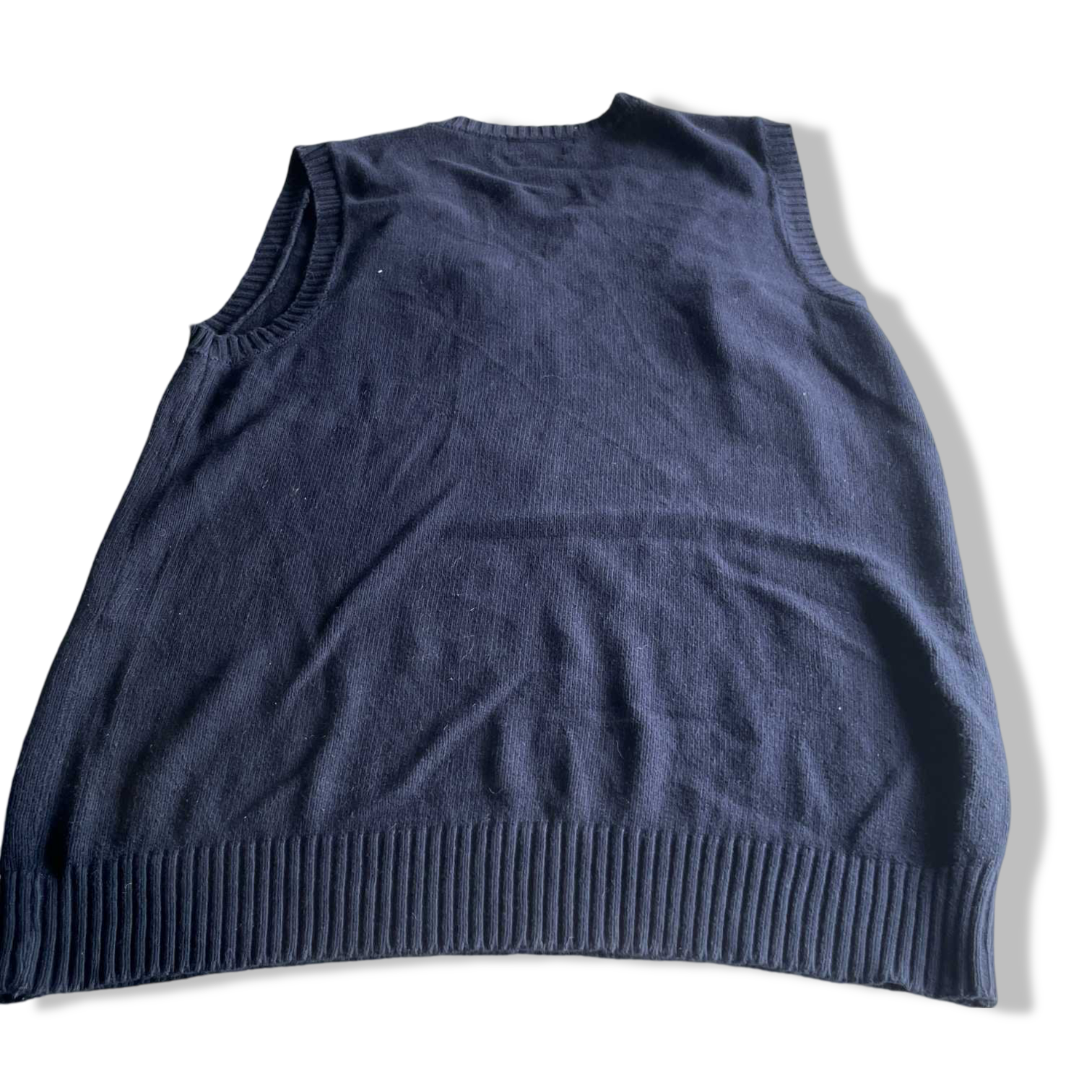 Vintage men polo ralph lauren navy blue v-neck sleeveless sweater in L|L30 W19|SKU 5640