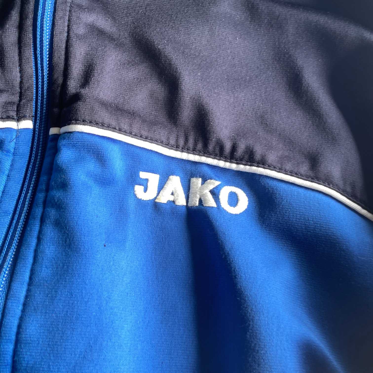 Vintage men Jako full zip high neck blue color block track top in XL|L29 W26|SKU 5644