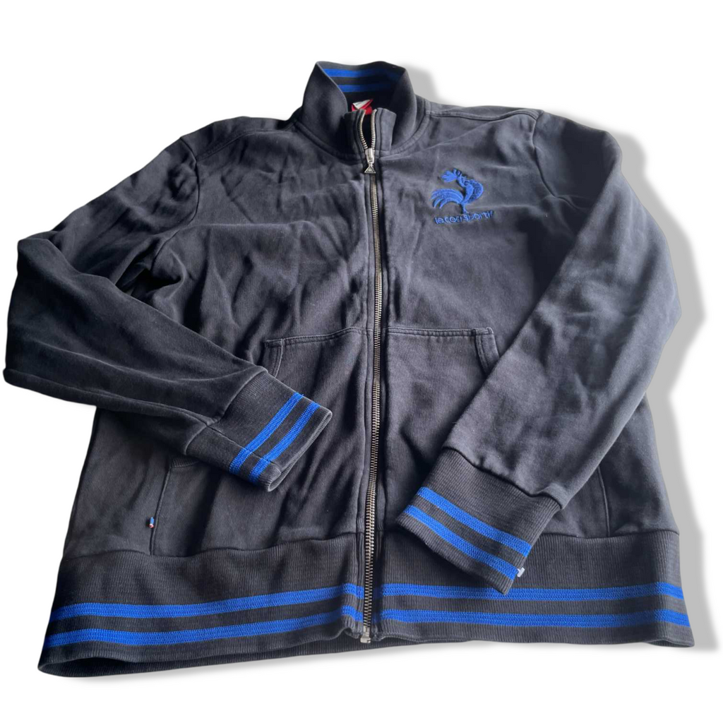 Vintage men Navy blue Lecoq Sportif wind breaker full zip track top in L|L29 W20|SKU 5646