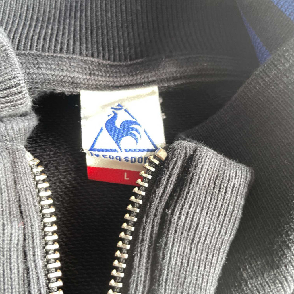 Vintage men Navy blue Lecoq Sportif wind breaker full zip track top in L|L29 W20|SKU 5646