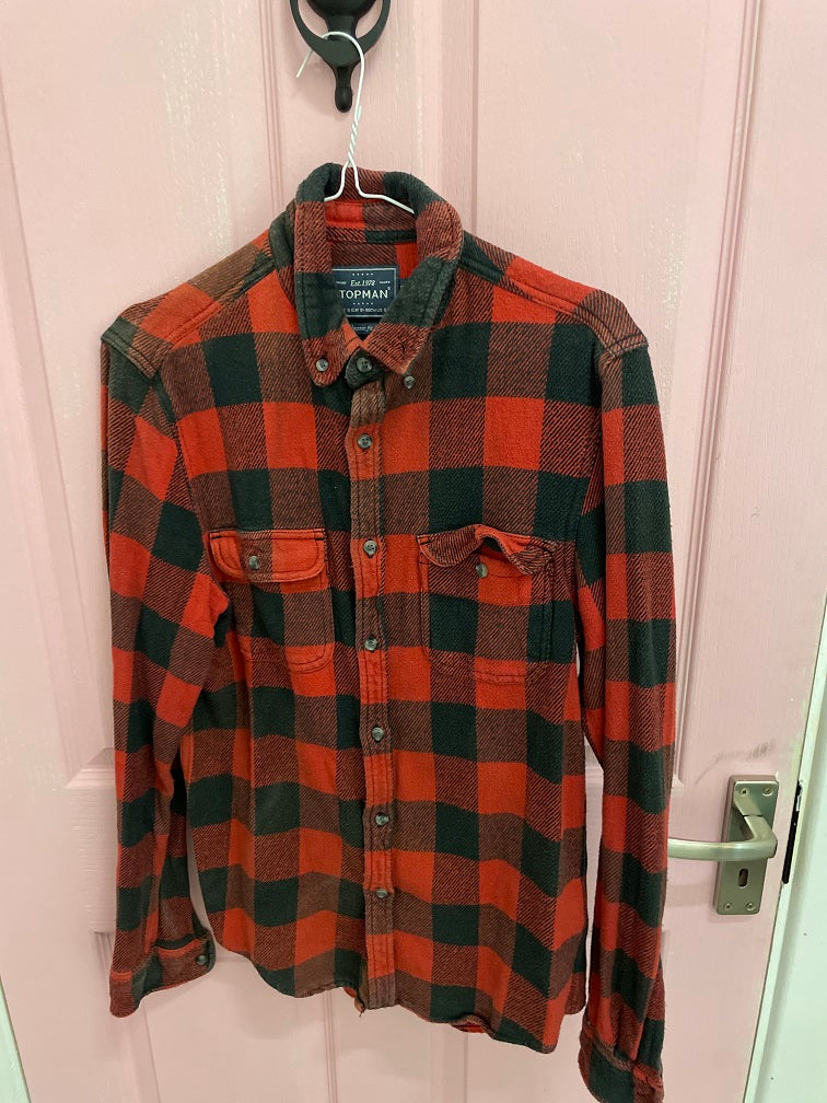 Vintage Topman red checkered long sleeve shirt size S