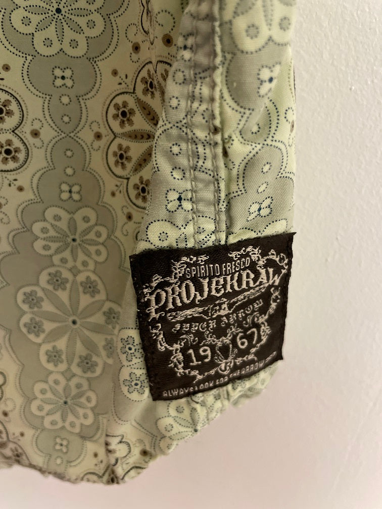 Vintage men spirito fresco cream patterned short sleeve shirt size XL