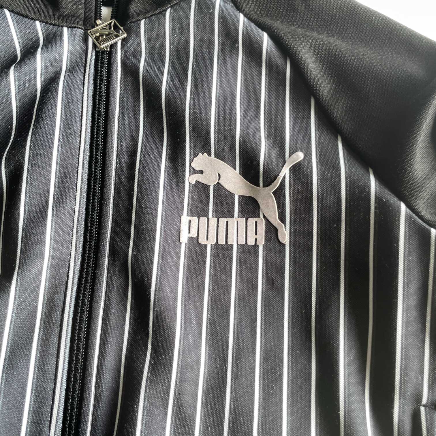 Vintage women black stripe puma full zip high neck track top in S|L26 W17|SKU 5649