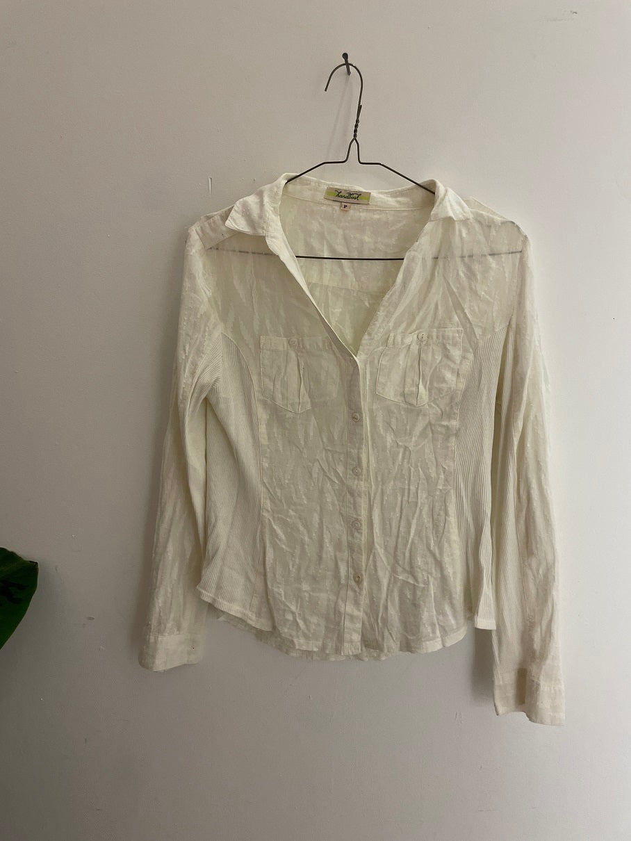 Vintage handbook cream regular fit long sleeve shirt size s