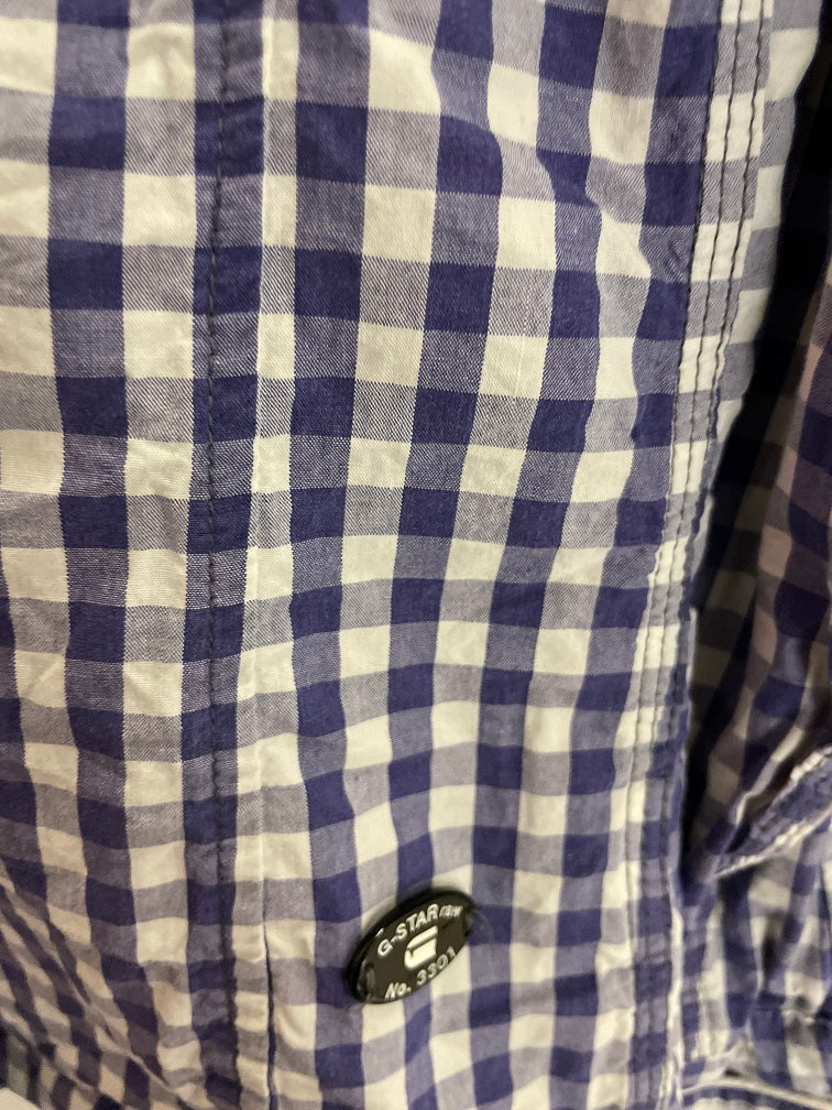 Vintage mens G-star raw plaid button up regular fit purple shirt size M