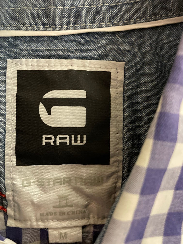 Vintage mens G-star raw plaid button up regular fit purple shirt size M