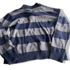 Vintage women US Polo Assn 1/4 zip grey navy stripe sweatshirt size 14/16|SKU 5652