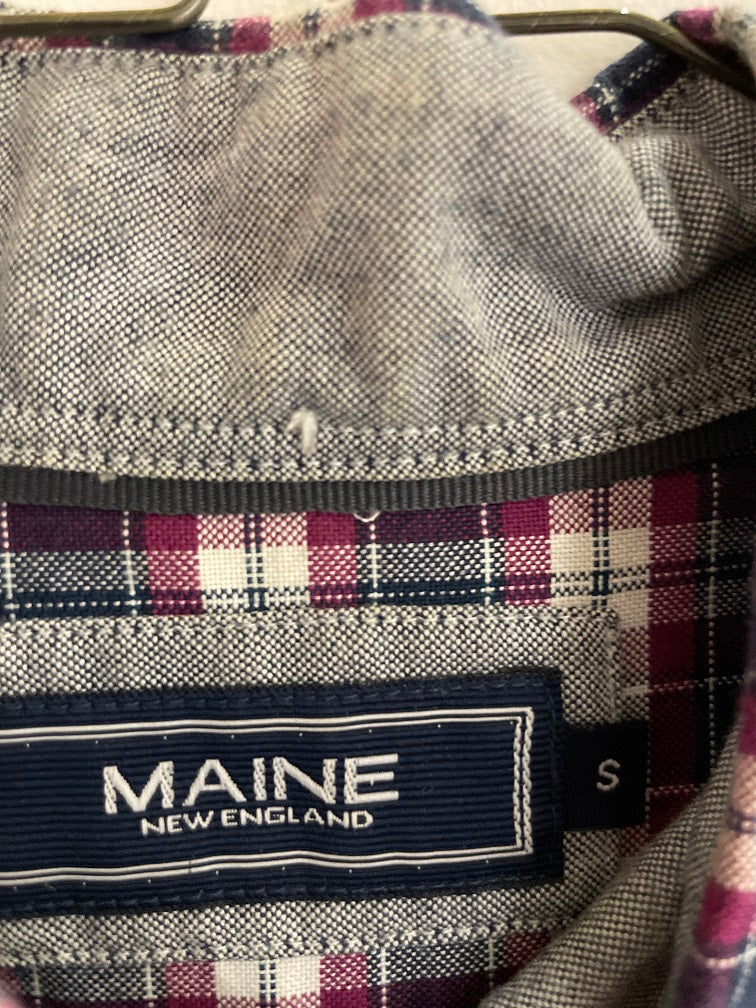 Vintage Maine new england men purple checkered long sleeve shirt size S