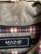Vintage Maine new england men purple checkered long sleeve shirt size S